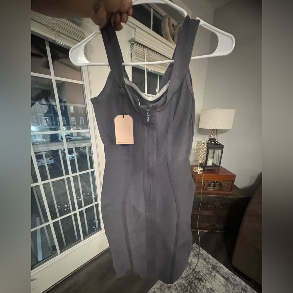 Beautiful Grey figure flattering dress with Spanx  like material -Size M, NWT